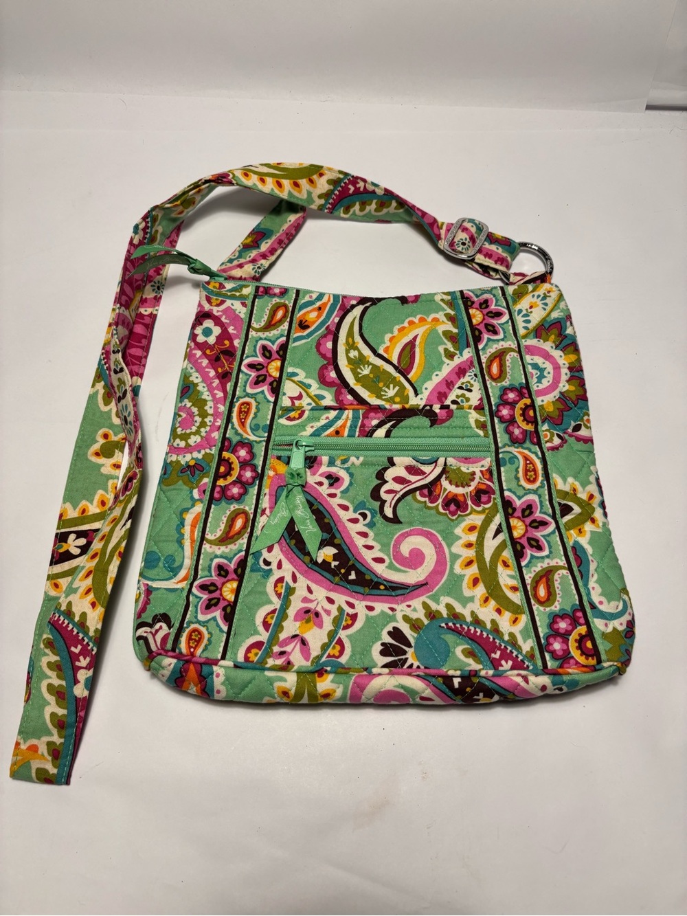 Vera Bradley Tutti Frutti Mint Green & Pink Paisley Hipster Crossbody Purse